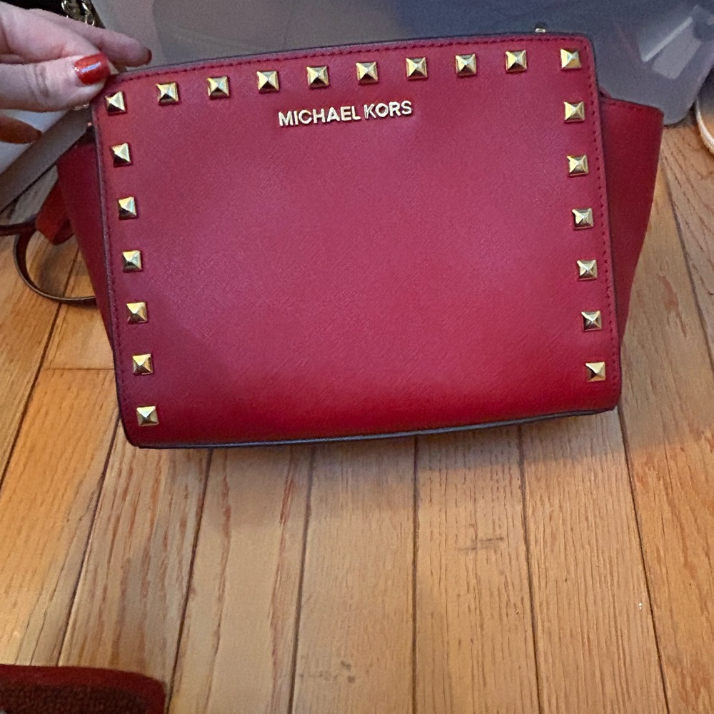 EUC Michael Kors Red Studded Women's Bag